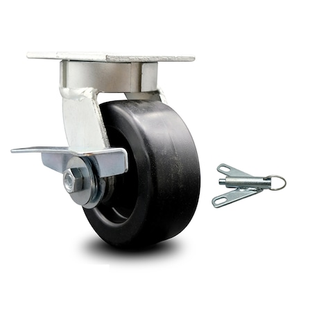 Service Caster 5 Inch Kingpinless Polyolefin Wheel Swivel Caster with Brake and Swivel Lock SCC SCC-KP30S520-POR-SLB-BSL